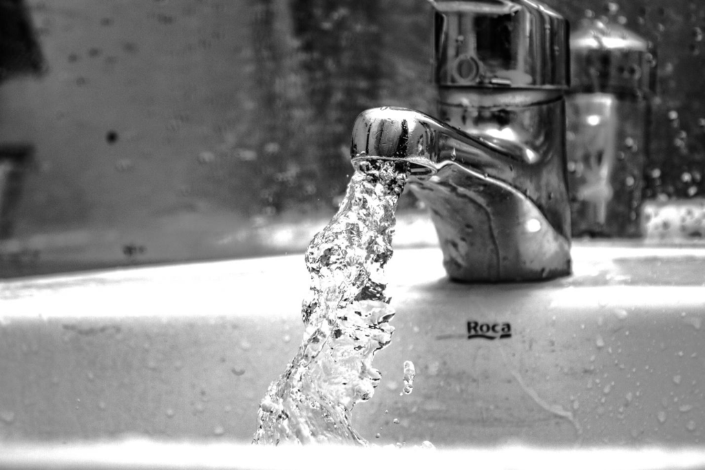 Water falling from a faucet
