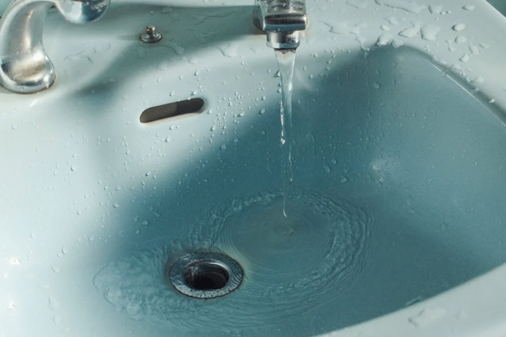close-up of a bathroom sink with low water pressure